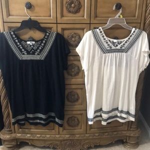 2 Sonoma large ladies shirts.  Cream and Black.